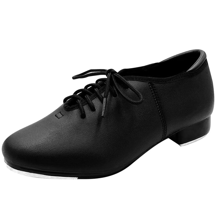 Schwarz Leder Tapschuhe Volle Sohle Oxford Steppschuh für Damen Männer Kinder 29 EU Schwarz, 29 EU S