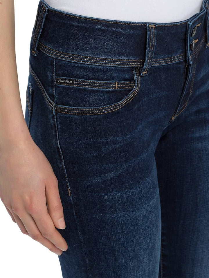 Cross Jeans Damen Loie - Regular Fit Blau Dark Blue W25-W34 Stretch Baumwolle Farbvariante:Dark 005