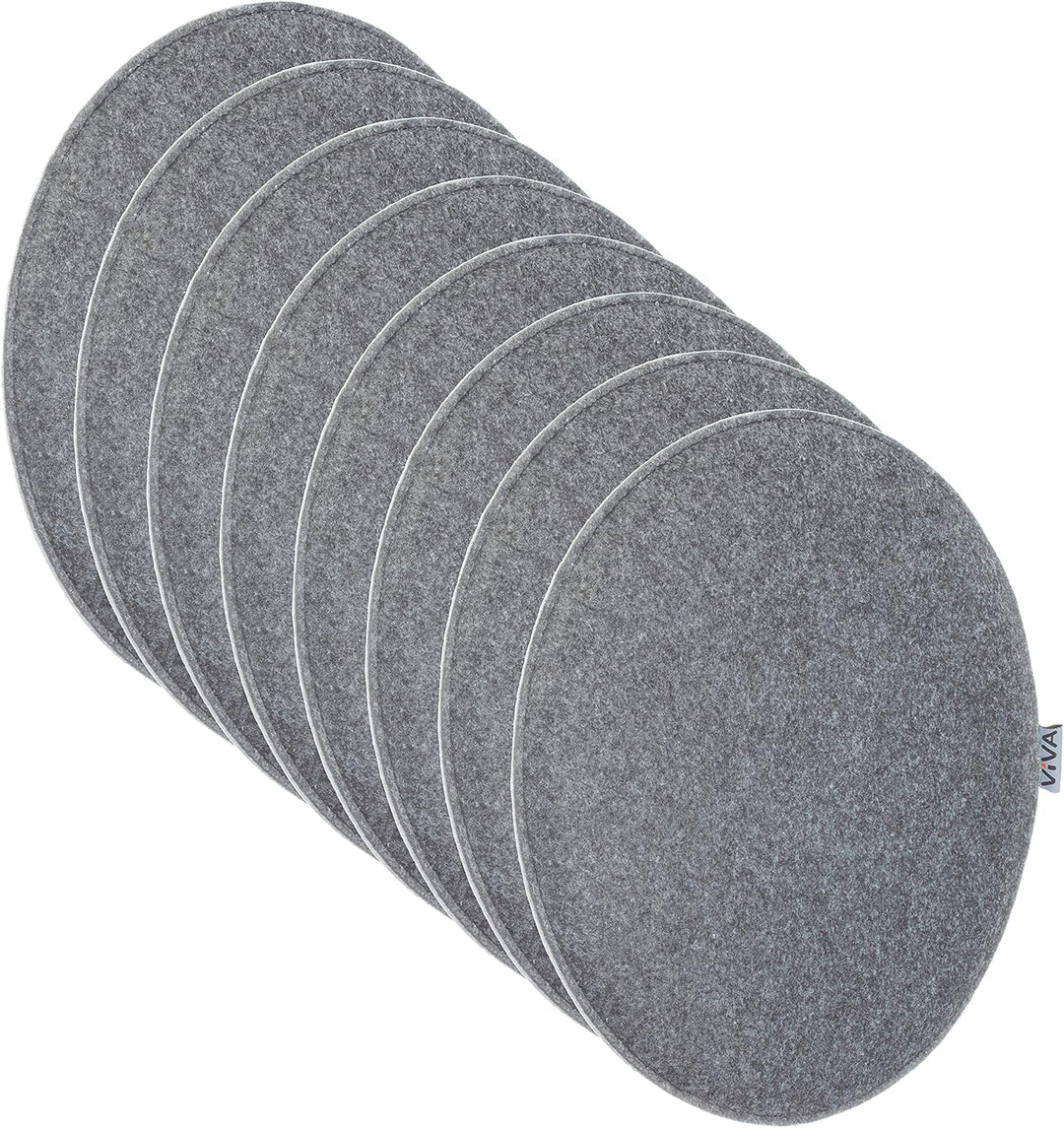Brandsseller 8er Set Sitzkissen aus Filz Ø 35x2 cm – Robuste Stuhlauflagen für innen und aussen, run