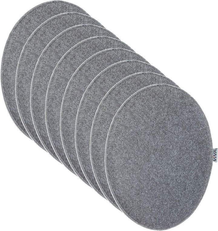 Brandsseller 8er Set Sitzkissen aus Filz Ø 35x2 cm – Robuste Stuhlauflagen für innen und aussen, run