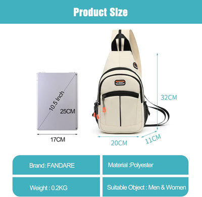 FANDARE Unisex Brusttasche Sling Bag Schulrucksack Sporttasche Herren Damen Schulranzen Umhängetasch