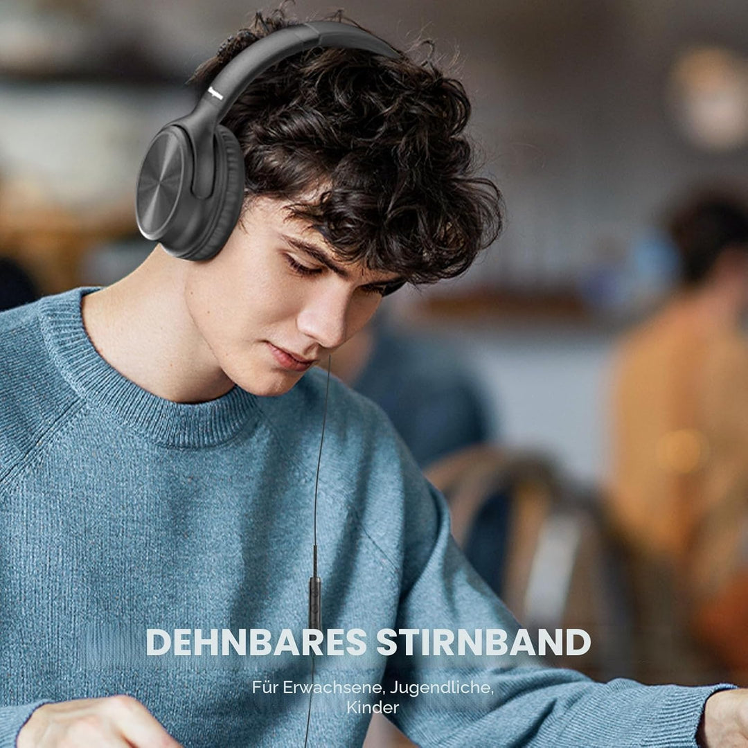 USB-C-Kopfhörer kabelgebunden, Over-Ear-Kopfhörer mit Mikrofon, Lautstärkeregler, HD-Stereo-Sound, f
