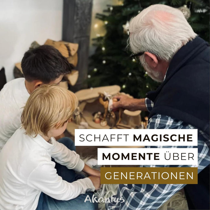 Akantus Adventskalender – mit geschnitzter Steckkrippe & Holz-Weihnachtsschmuck – liebevoll gefertig