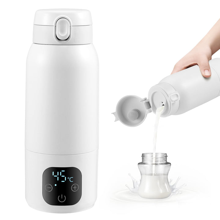 Flaschenwärmer Tragbarer 500ML Wireless, Autoflaschenwärmer mit Einstellbarer Temperatur von 37°C bi