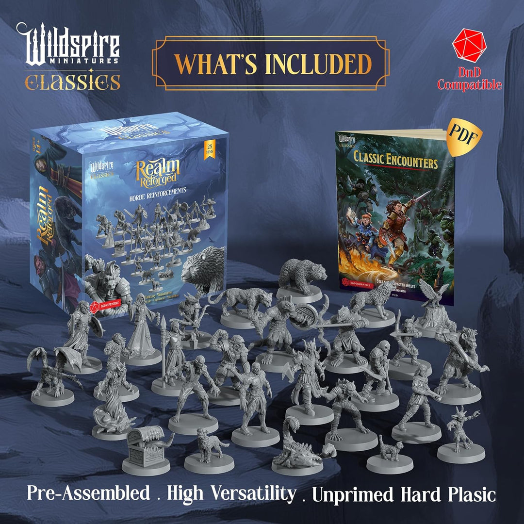 Horde Reinforcements Set - Monsters & Encounters for DND Miniatures Bulk Set 28mm Unpainted DND Mini