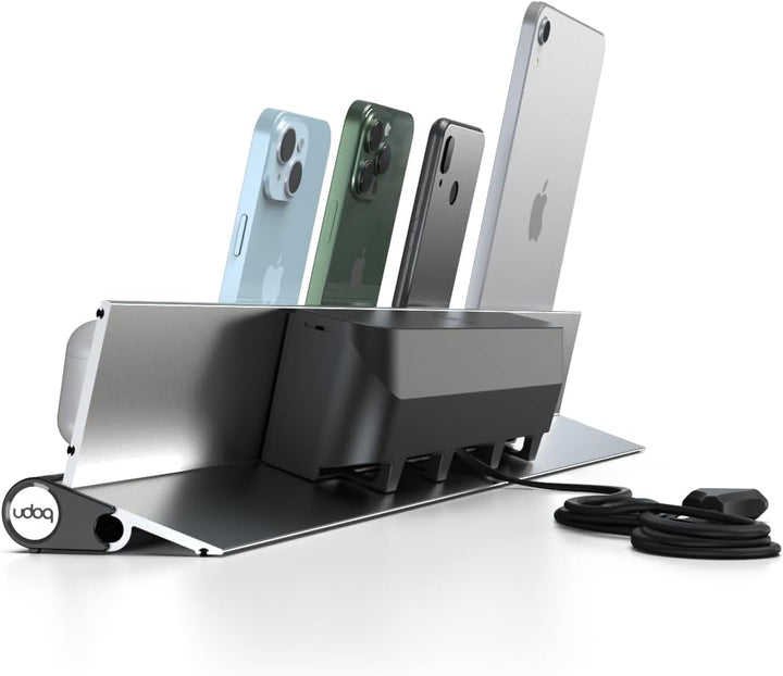 udoq 700 USB-C Ladestation aus Aluminium mit 4 Ladeplätzen und 68W Schnellladen, modulares Starter-S