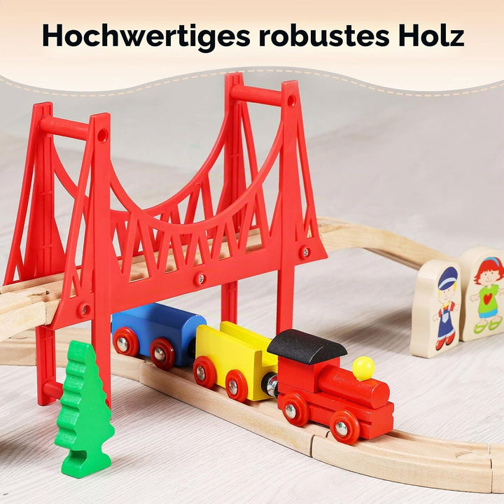 SainSmart Jr. 37 Pcs Holzeisenbahn und Züge Pack Eisenbahn Anfängerset Kompatibel mit Thomas Passend