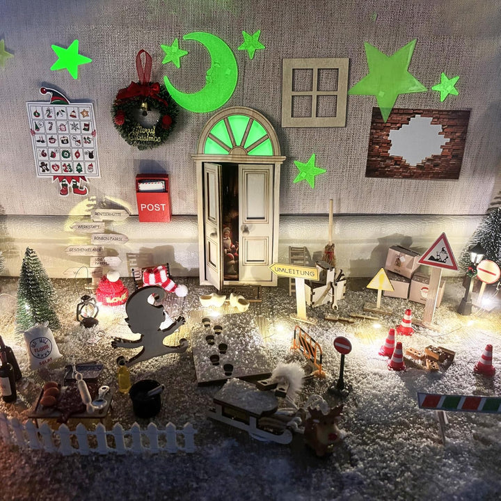 Roselee Wichteltür Set, 28PCS Wichteltür Zubehör Weihnachten Set, Nissedor Miniatur Leuchtend Weihna