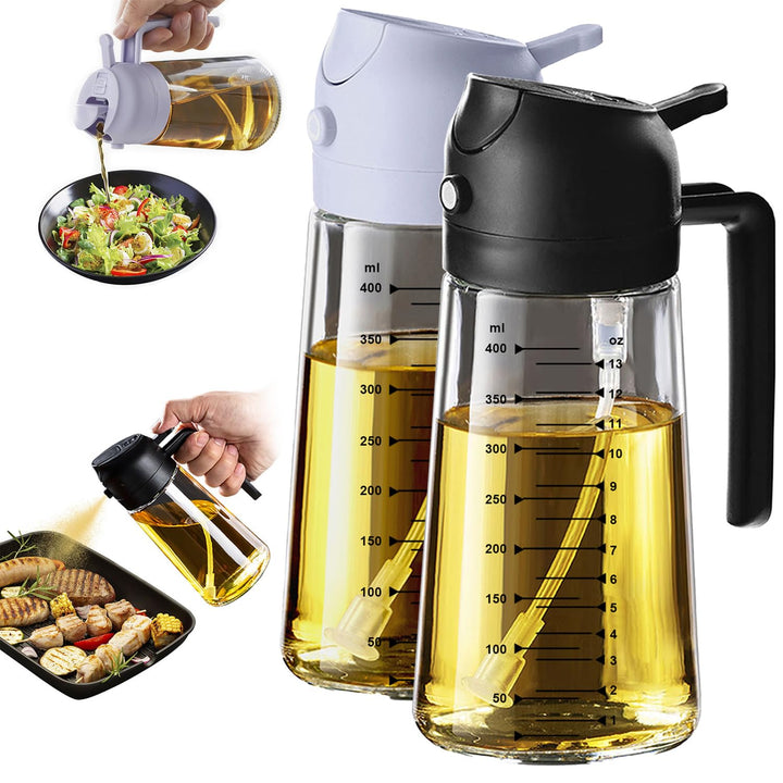 TrendPlain 16oz Ölsprüher für Speiseöl – 470ml Olivenöl Flasche – 2-in-1 Ölspender und Ölsprüher – K
