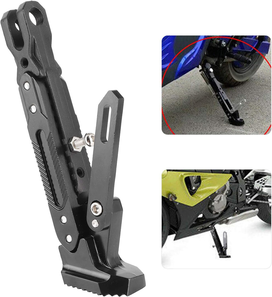 Motorrad Kickstand, Universal Motorcycle Side Stand Verstellbare Fussstütze Parkbein Kickstand Unter