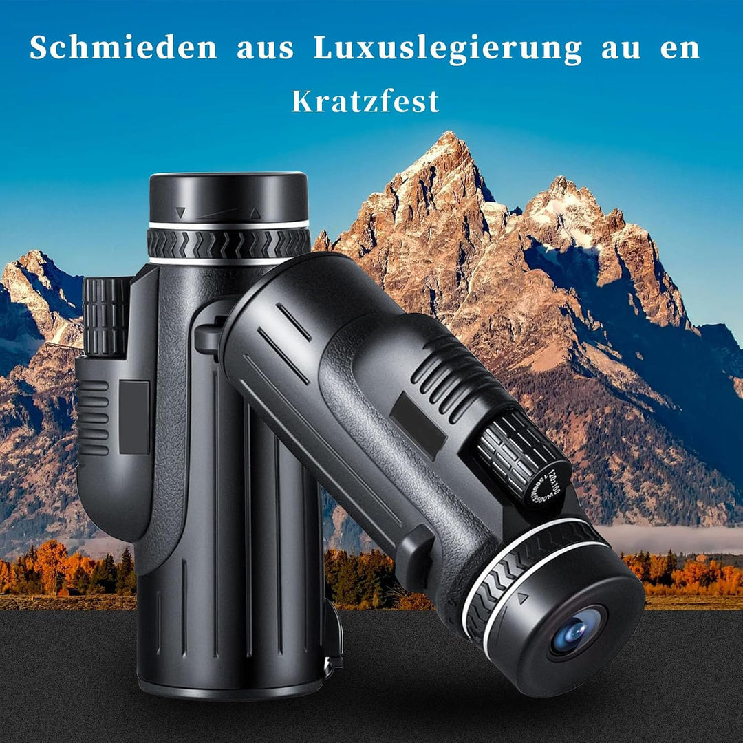 Monokular mit Smartphone-Halterung und Mini-Stativ | BAK4-Prisma und FMC-Optik, inklusive Smartphone