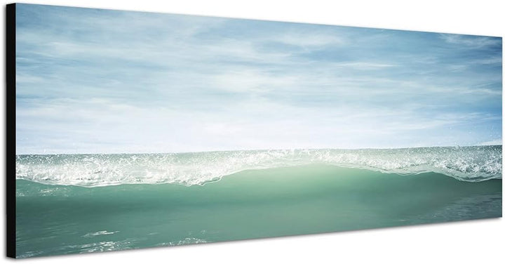 Paul Sinus Art Panoramabild auf Leinwand und Keilrahmen 150x50cm Meer Wellen Horizont Himmel Vintage