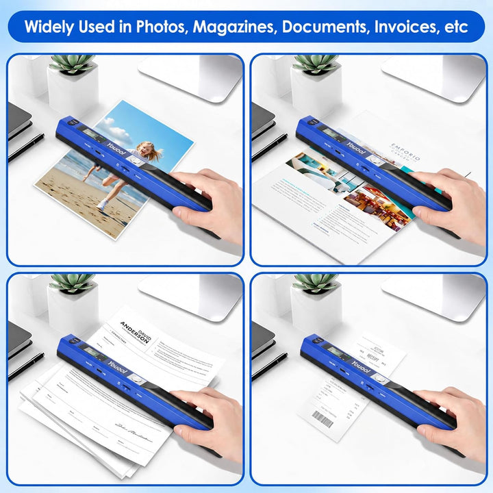 A4 Tragbarer Scanner, USB Bildscanner Handscanner Farbscannen 900 DPI A4 Tragbarer Dokumentenscanner