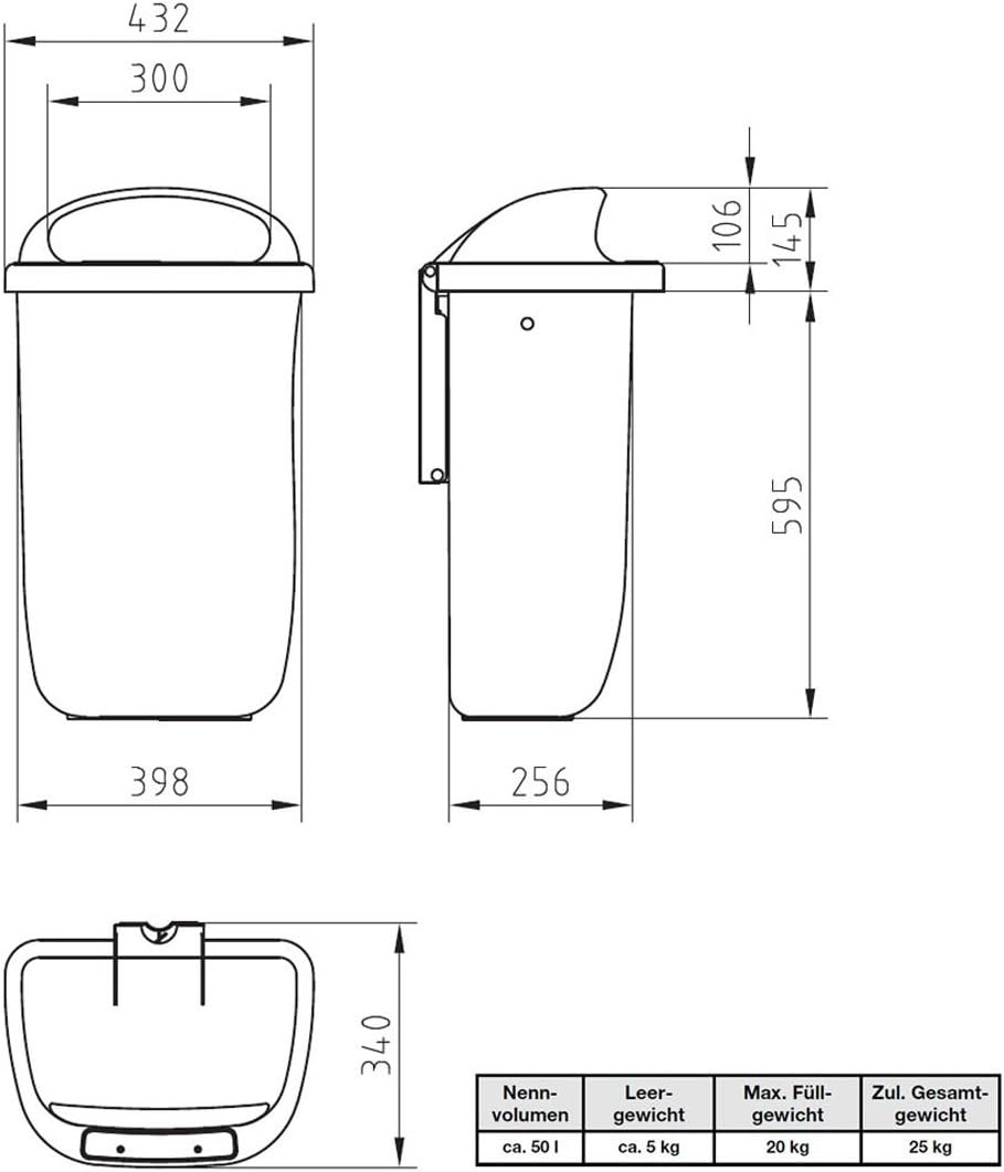 SULO Papierkorb Mülleimer Aussenbereich DIN PK, Inhalt 50 l - Blau