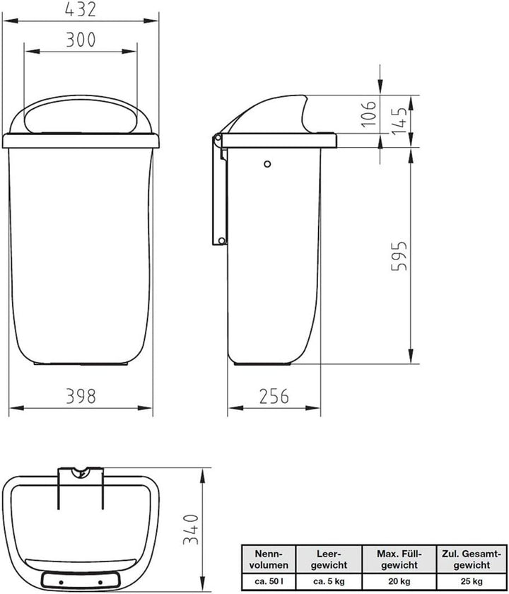SULO Papierkorb Mülleimer Aussenbereich DIN PK, Inhalt 50 l - Blau