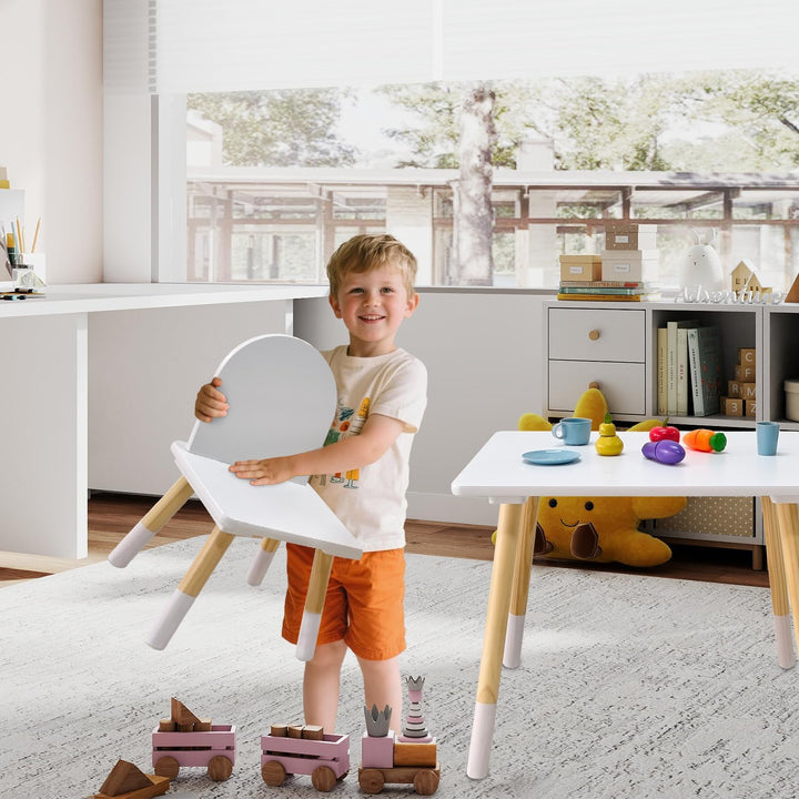 Asweets Kindertisch mit 2 Stühlen für Jungen und Mädchen, Aktivitätstisch-Set aus Holz, geeignet für