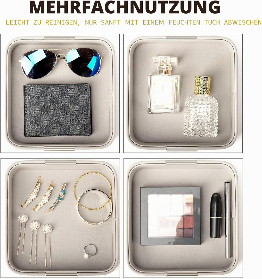 SANZIE Luxuriöse Leder-Schreibtisch-Aufbewahrung, kleiner Auffang-Organizer, dekoratives Tablett für