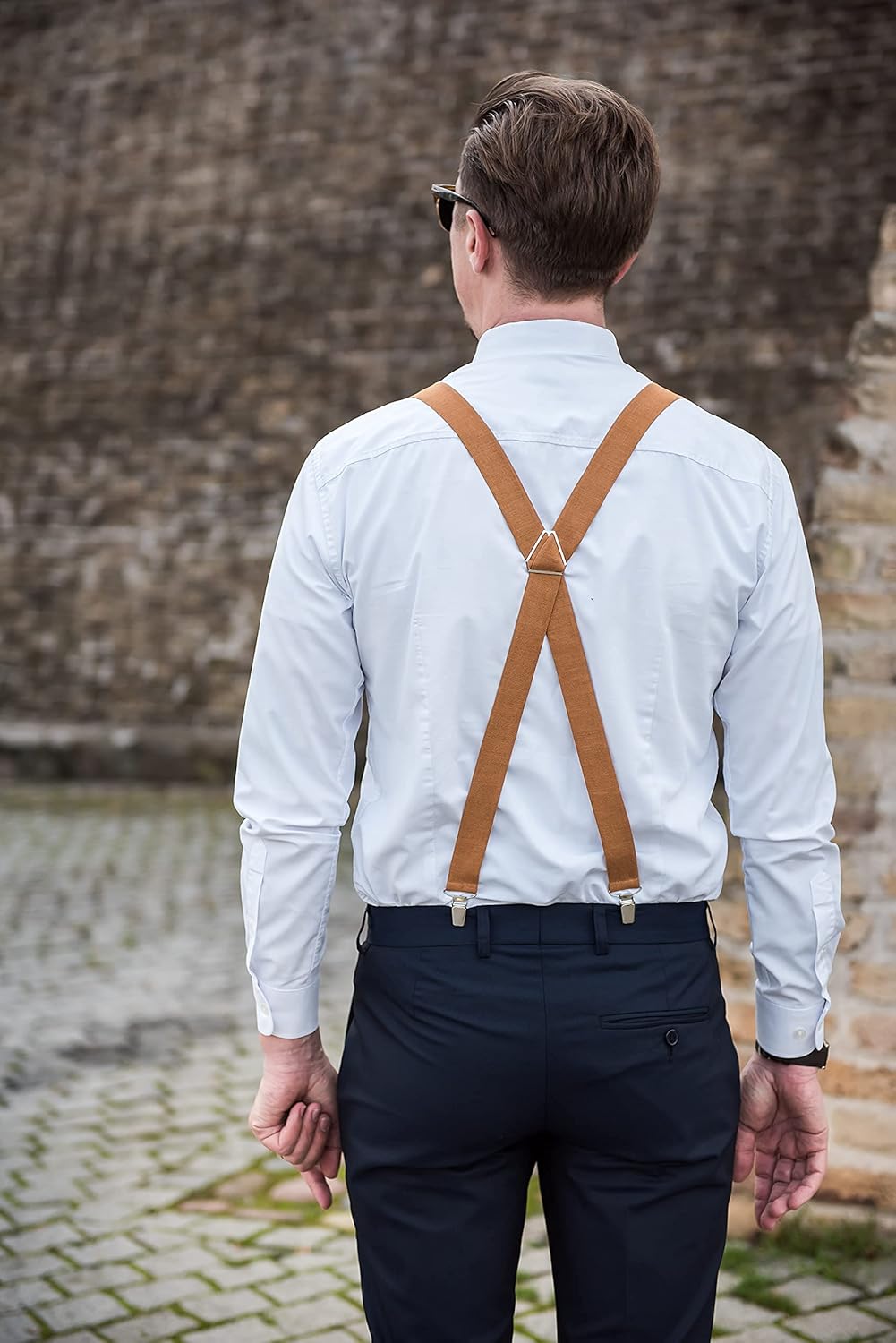 Leinen Accessoires: Fliege, Hosenträger, Einstecktuch, Manschettenknöpfe für Herren, Voll Einstellba