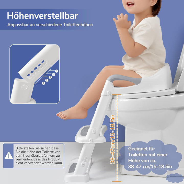 DEANIC Toilettensitz Kinder mit Treppe, Töpfchen mit Leiter &PU Gepolstert, Toilettenaufsatz für Kin