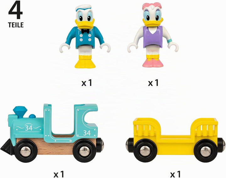BRIO 32260 Donald &amp; Daisy Duck Zug - Farbenfrohe Lokomotive mit Waggon und den beliebten Disney-Char