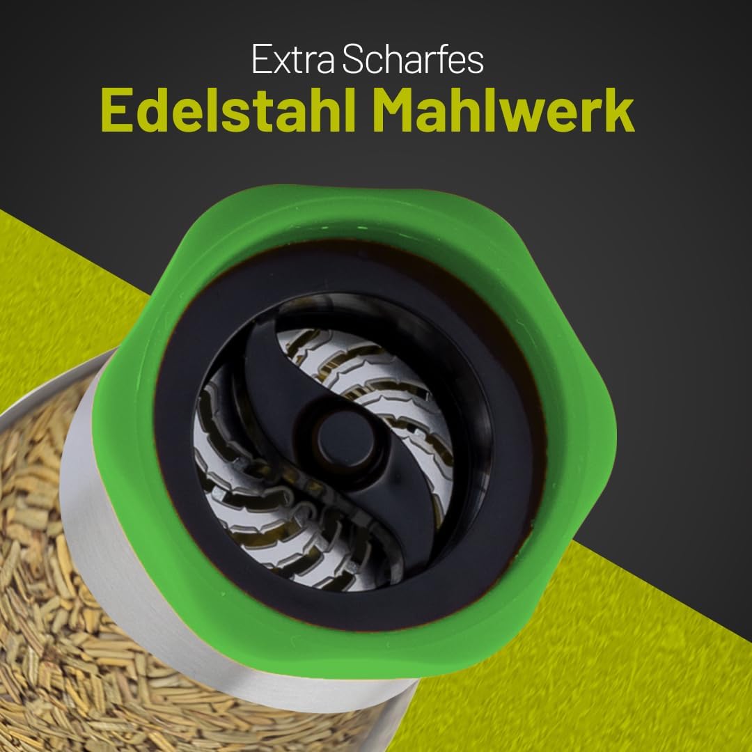 Chilimühle aus Edelstahl & Glas | Gewürzschneider Schneidwerk - Chilischneider für grobe Gewürze & C
