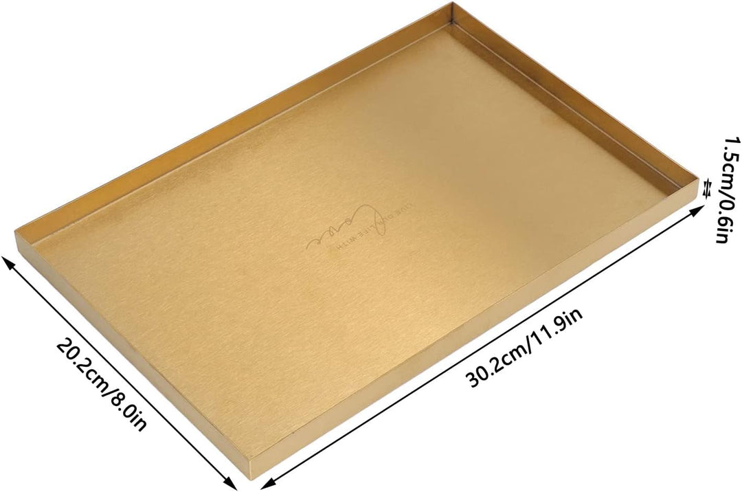 AMONIDA Deko Tablett, Gold Edelstahl Tablett Schlichtes Goldenes Tablett Im Europäischen Stil Für Wo