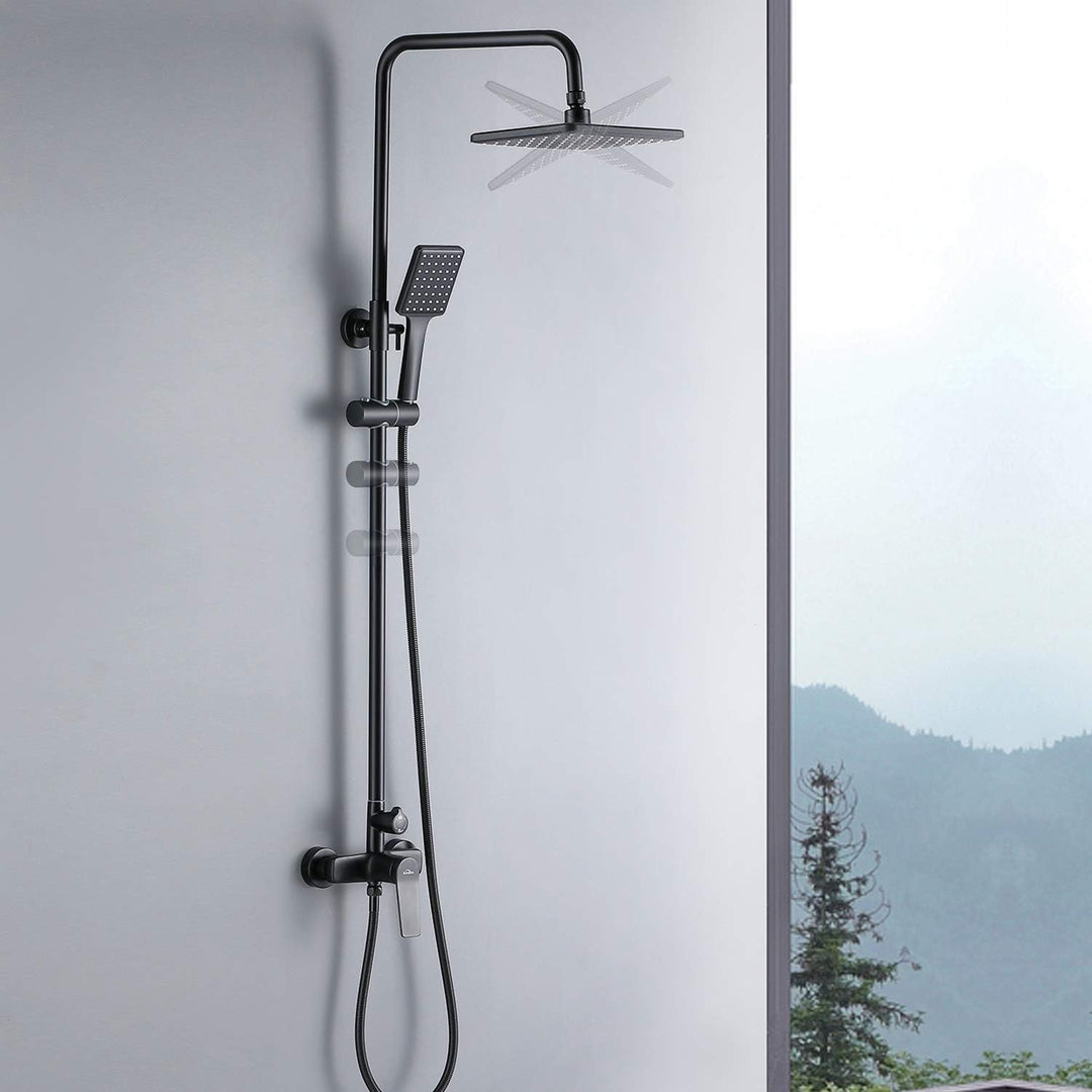 Duscharmatur Schwarz, Auralum Duschsystem Höhenverstellbar 90-120cm, Duschamaturenset mit 11 Inch Re