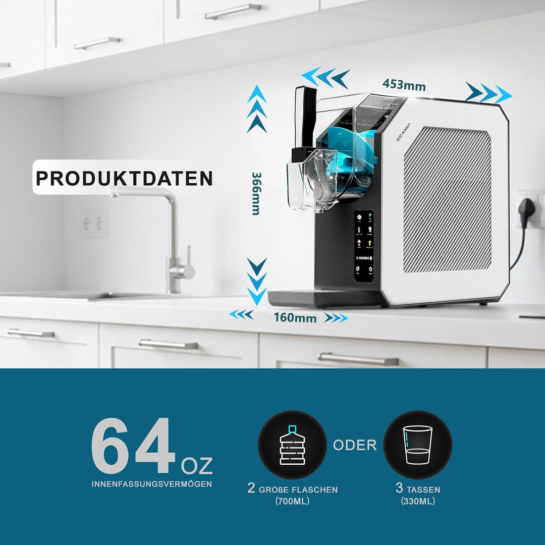 HBS-1901EU 1,9l Eismaschine, Slush Maschine, Eiscrememaschine,Smoothie-Mixer, 6 Funktionen, Für Die