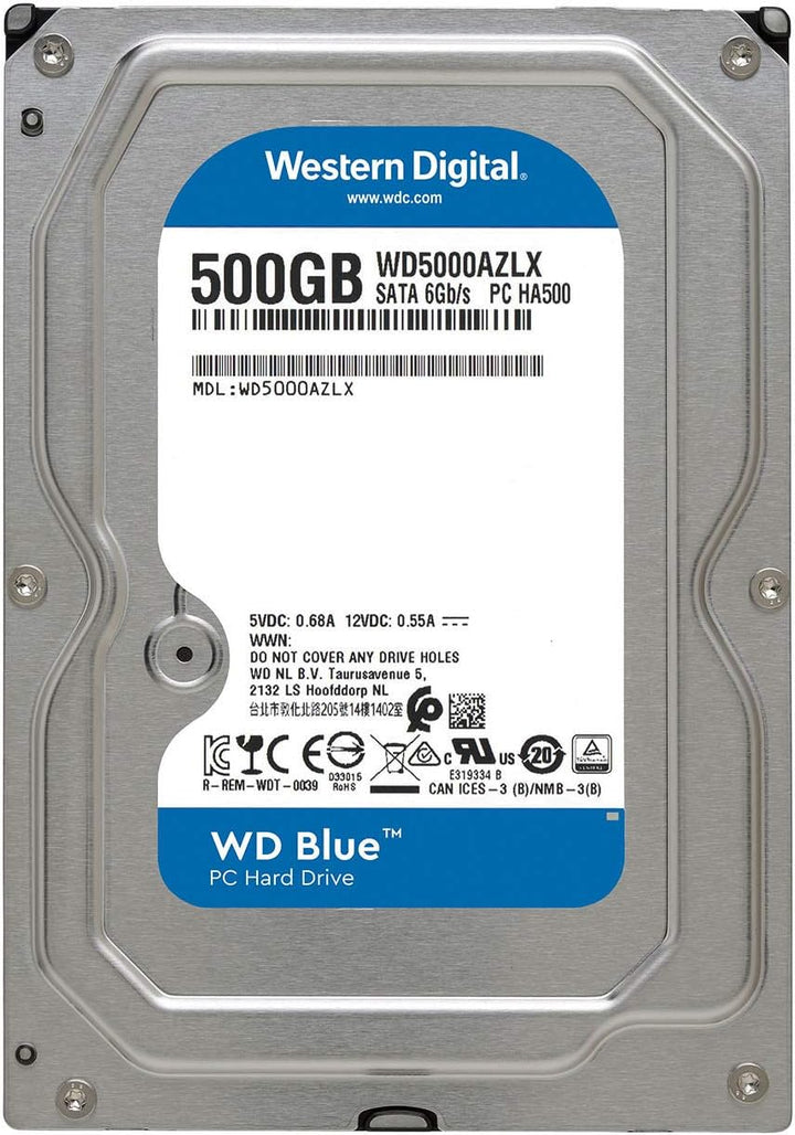 WD Blue WD5000AZLX Interne Festplatte (500 GB, 7.200 U/min, 32 MB Cache, SATA 6,0 GB/s, 3,5 Zoll / 8