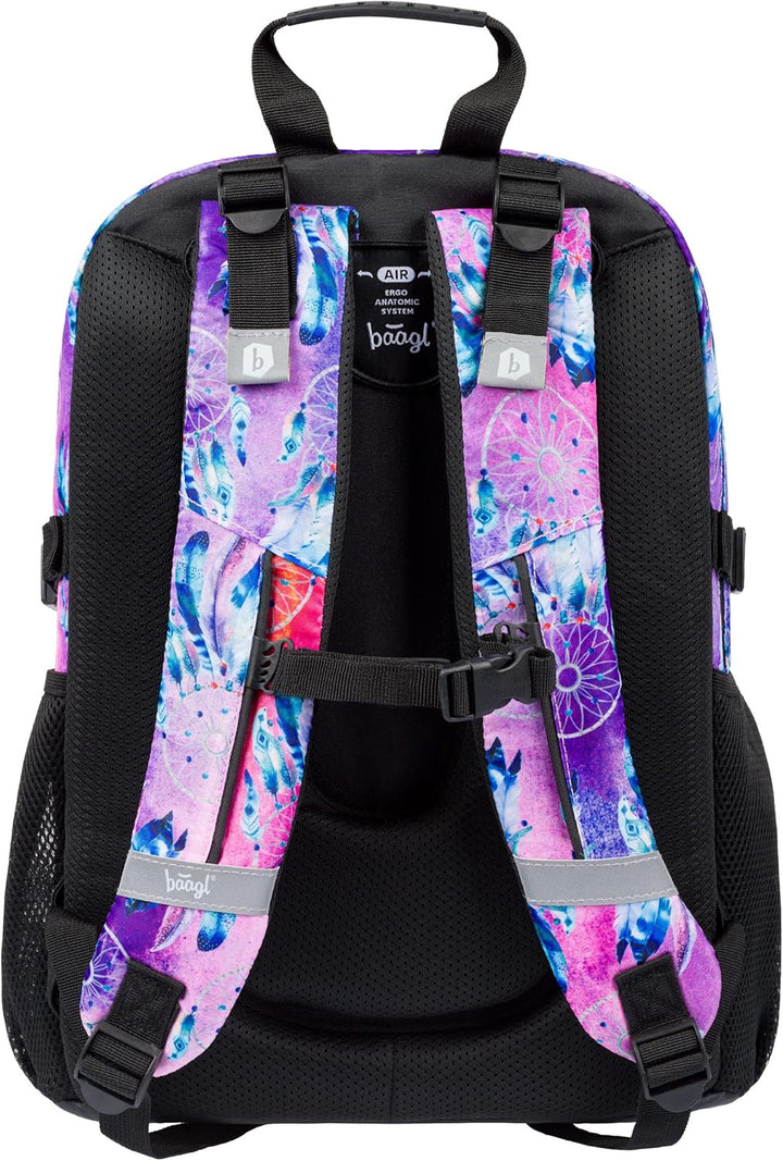 Baagl Kinderrucksack, Schulrucksack für Kinder mit ergonomisch geformter Rücken, Brustgurt und refle