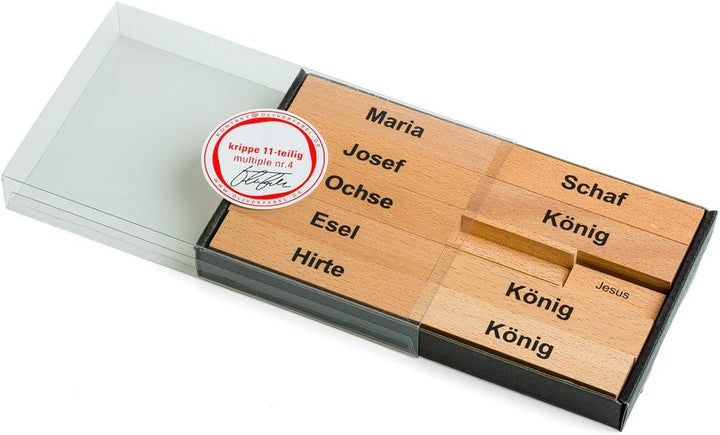 corpus delicti :: Puristische Design-Krippe im Bauhausstil - Moderne Weihnachtskrippe aus Holzklötzc