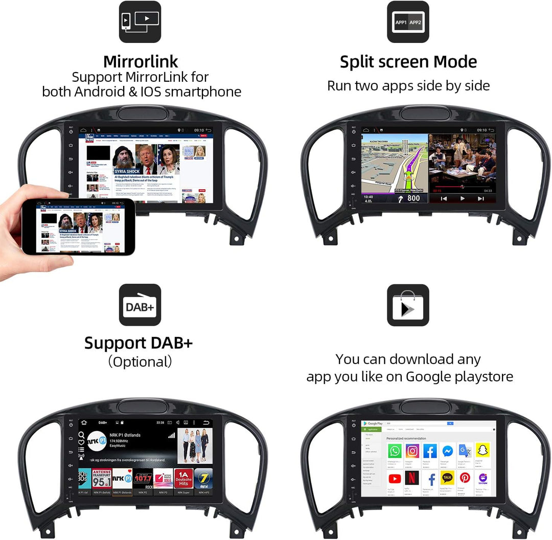 JOYX Android 10 Autoradio Passt für Nissan Juke J15 (2012-2019) - Rückfahrkamera KOSTENLOS - [4G+64G