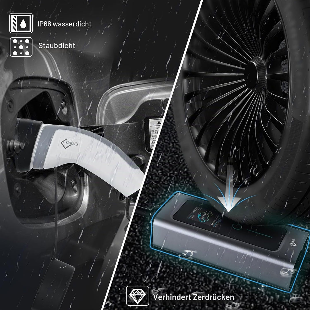 EVIEUN EV Ladekabel Typ 2 11 kW 3-Phasen 6-16 A 5 M, EV-Ladegerät Ladekabel CEE auf Typ 2 mit Allen