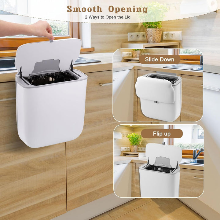 Mülleimer Hängend für Küche, Faltbare Mülleimer mit Deckel 10L, Komposteimer für Küche, Camping, Woh