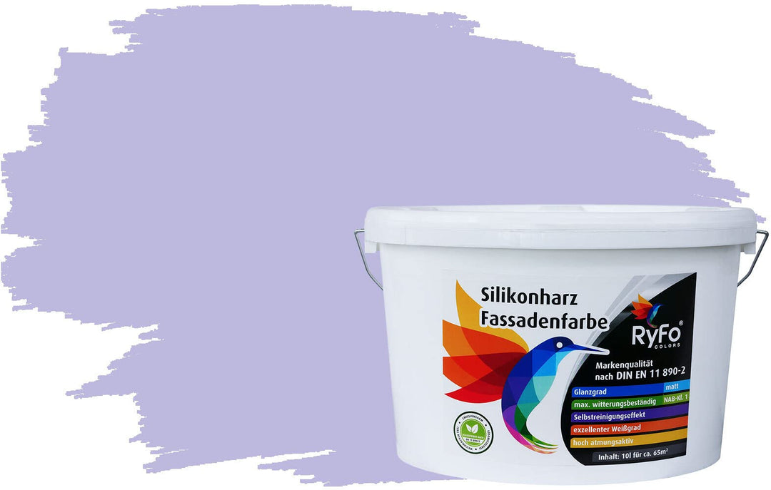 RyFo Colors Silikonharz Fassadenfarbe Lotuseffekt Trend Flieder 10l - bunte Fassadenfarbe, weitere B