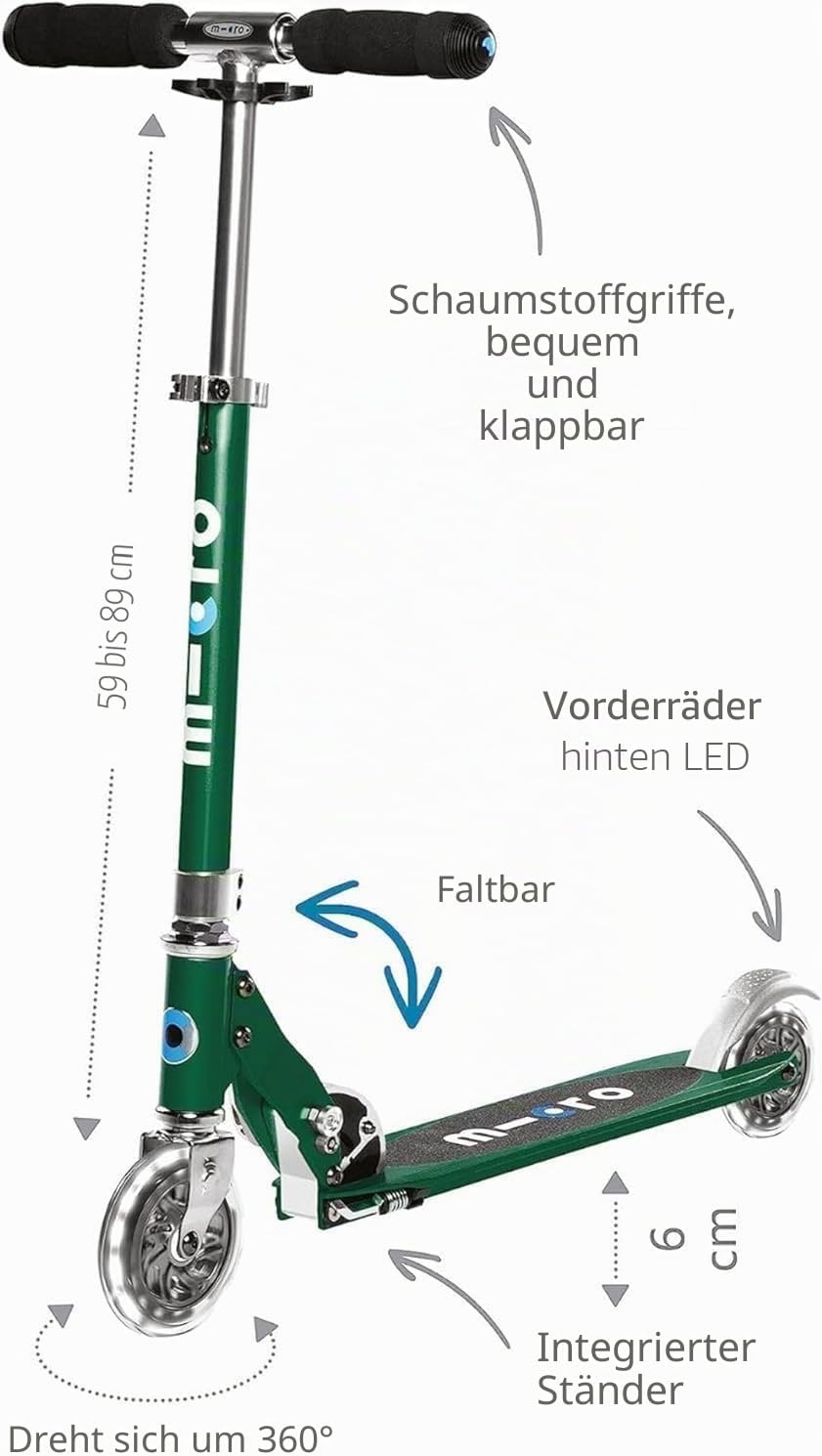 Micro Mobility SA0179 Sprite Tretroller, Petrol, 64 x 11 x 22 cm, Petrol