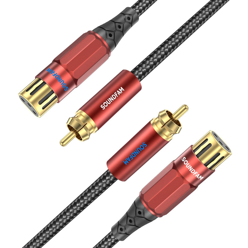 SOUNDFAM XLR auf Cinch Kabel 2M, PREMIUM 2 XLR Buchse zu 2 RCA Stecker Verbindungskabel 2 M 2-RCA au