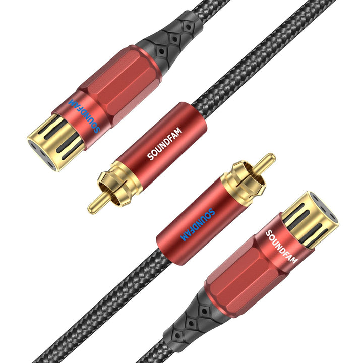 SOUNDFAM XLR auf Cinch Kabel 8M, PREMIUM 2 XLR Buchse zu 2 RCA Stecker Audio Verbindungskabel, 2-RCA