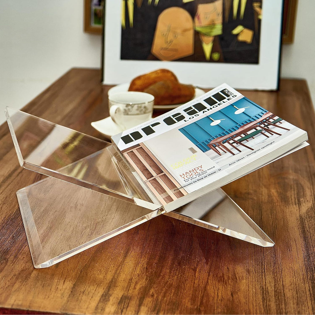 Honygebia Transparenter Acryl Buchständer - Kreuzrahmen Acryl Buchhalter, Luxus Plexiglas Lesestände