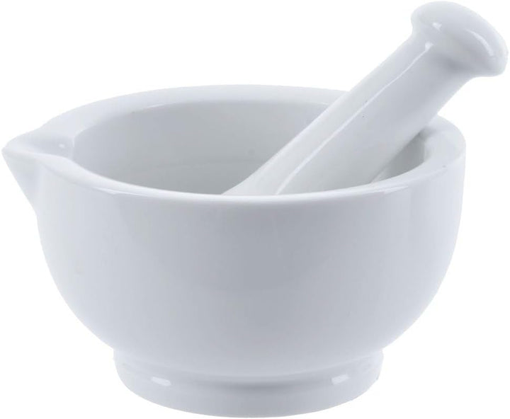 Mörser mit Stössel Porzellan weiss Durchmesser ca. 14 cm