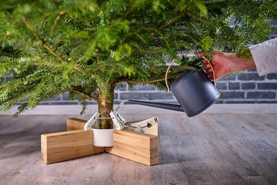 KRINNER Design Weihnachtsbaum Christbaumständer Kopenhagen Eiche/weiss inkl. Fusspedal-und Einseilte