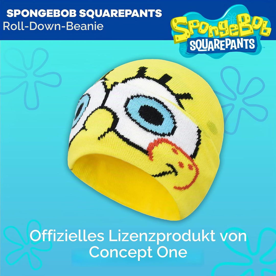 Concept One Unisex-Erwachsene Spongebob Roll Down Cuff Beanie-Mütze, gelb, Einheitsgrösse
