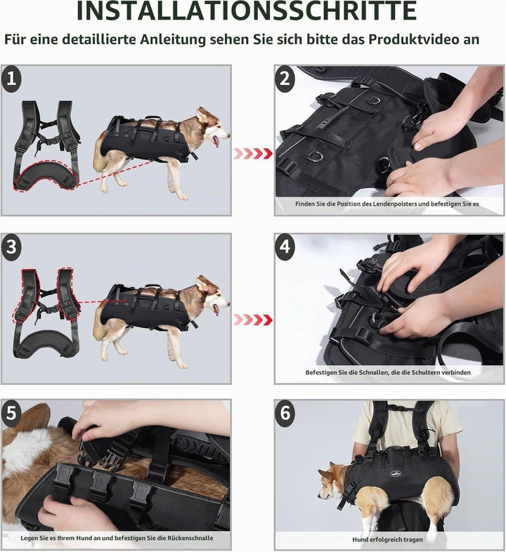 Wakytu Hundetasche für kleine Notfallrucksack Hundetragetasche für behinderte mit Gelenkverletzungen
