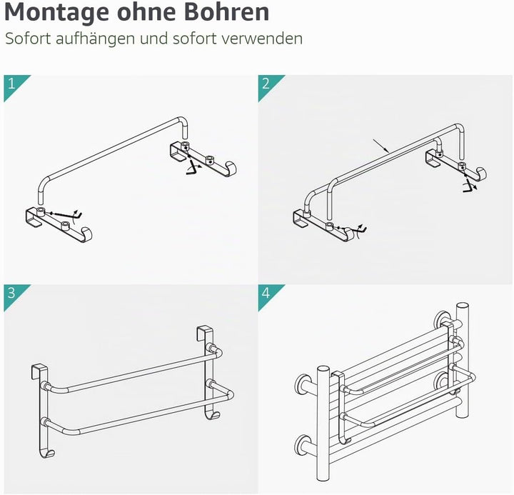 EMKE Doppelter Handtuchhalter, Badezimmer über der Tür hängender Handtuchhalter mit Haken, Edelstahl