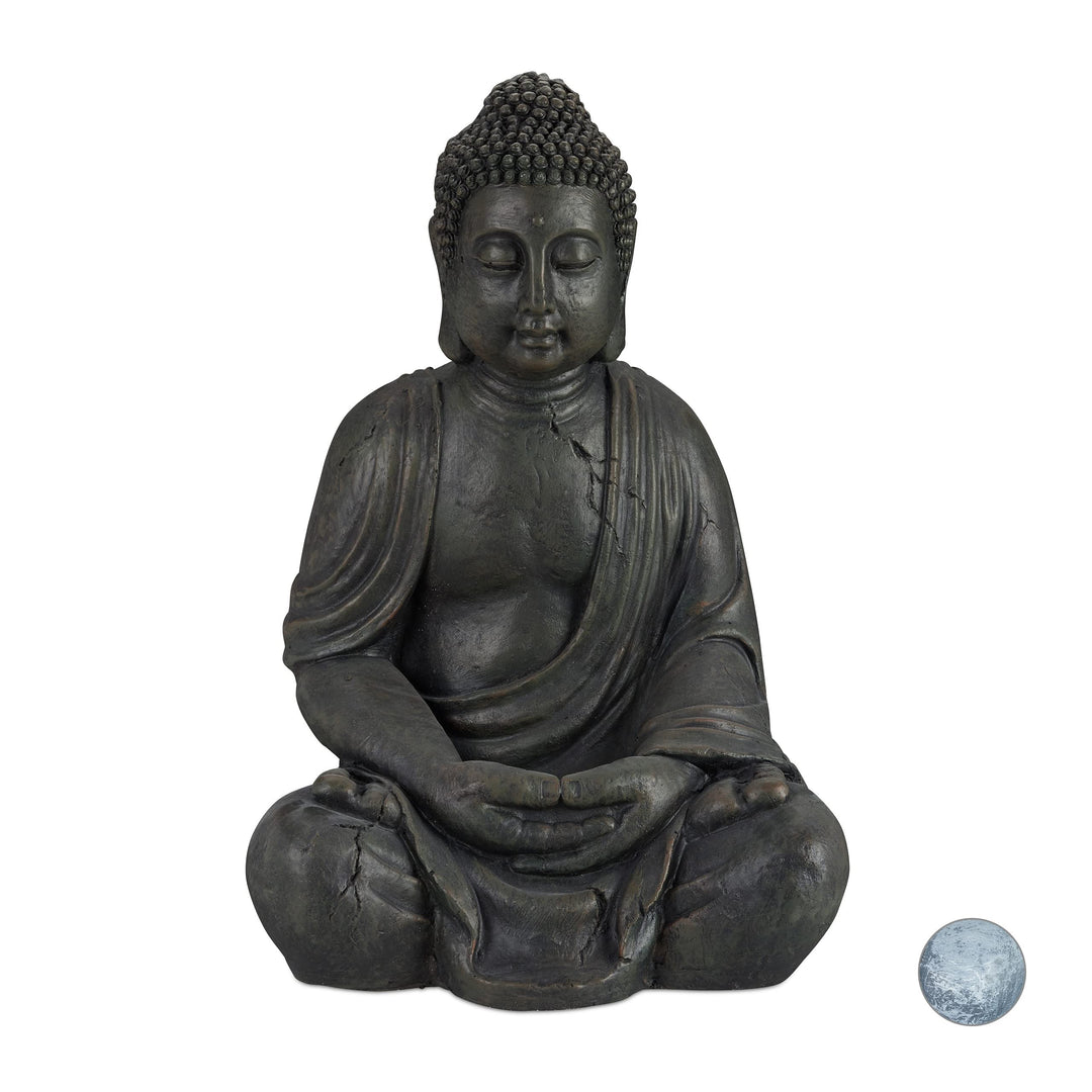 Relaxdays Buddha Figur sitzend, XL 70 cm, Gartenfigur, Dekofigur Wohnzimmer, wetterfest &amp; frostsiche