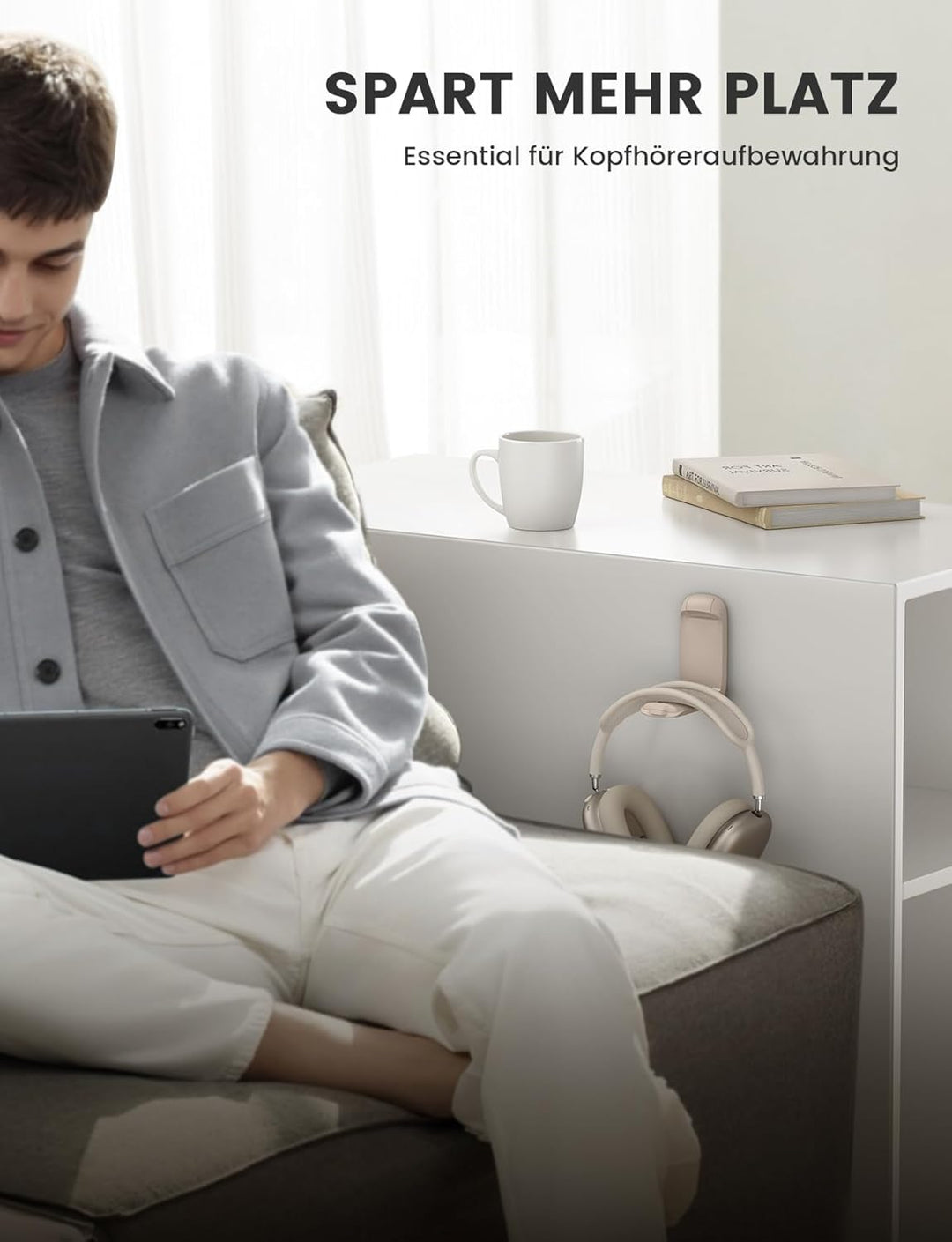 Lamicall Headset Halterung, Kopfhörer Halter - [Faltbar & Klein] Selbstklebender Gaming Headset Stän