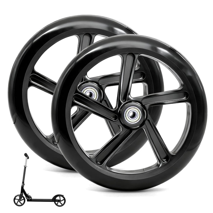 2 Stück 200mm Scooter Rollen mit ABEC-9 Lager, Anti-Rutsch Roller Räder, Cityroller Reifen Ersatzräd