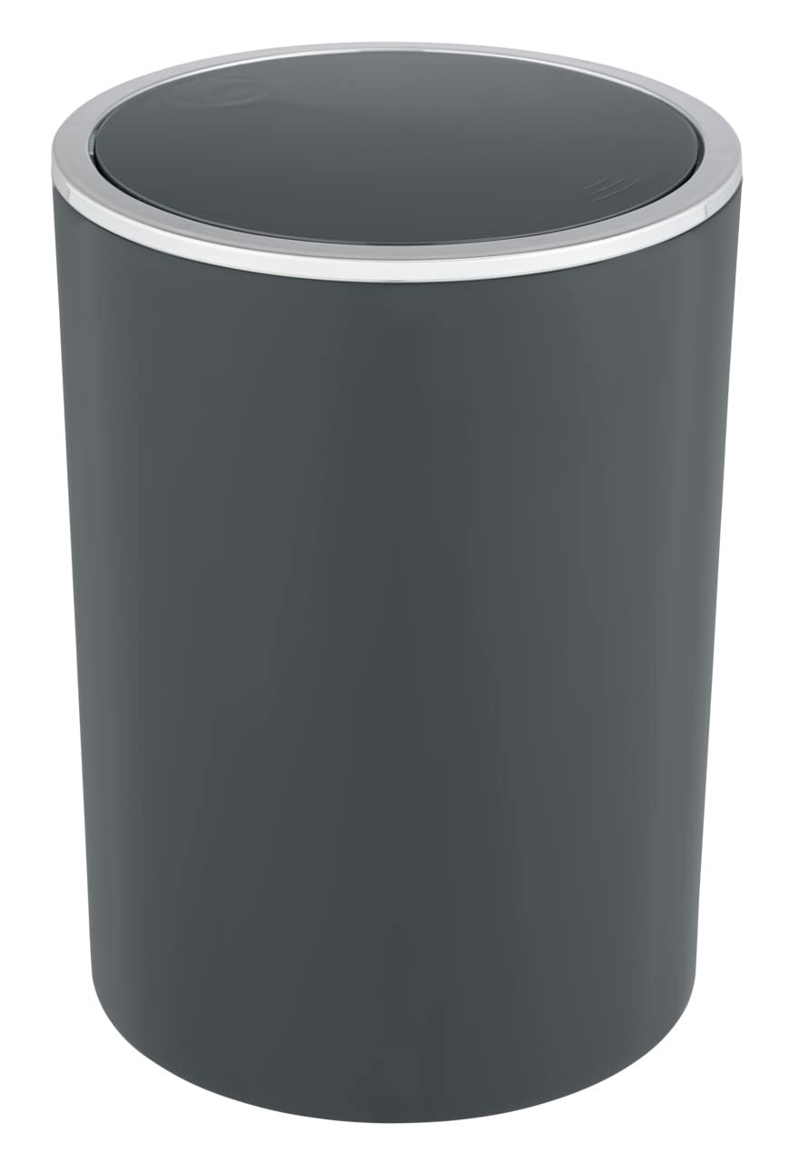 WENKO Schwingdeckeleimer Mod, Inca eleganter 5 Liter Badezimmer-Mülleimer mit schwenkbarem Deckel au