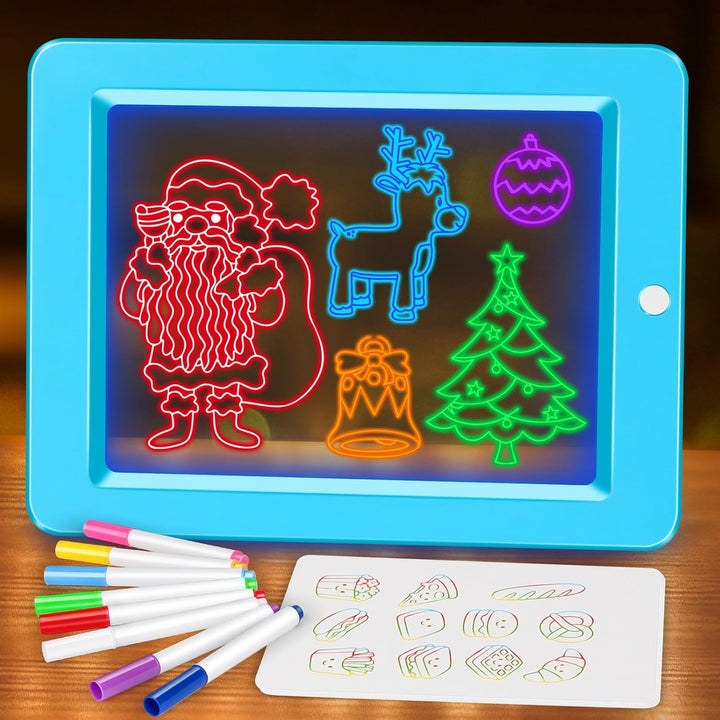 Leuchtendes Led Zeichenbrett für Kinder, Led Maltafel Zaubertafel mit 8 Farben Stift, 8 Beleuchtungs