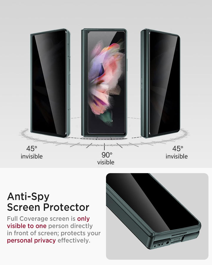 Miimall Kompatibel mit Samsung Galaxy Z Fold 3 Hülle mit Displayschutz Anti-Peeping+Magnetischer Sch